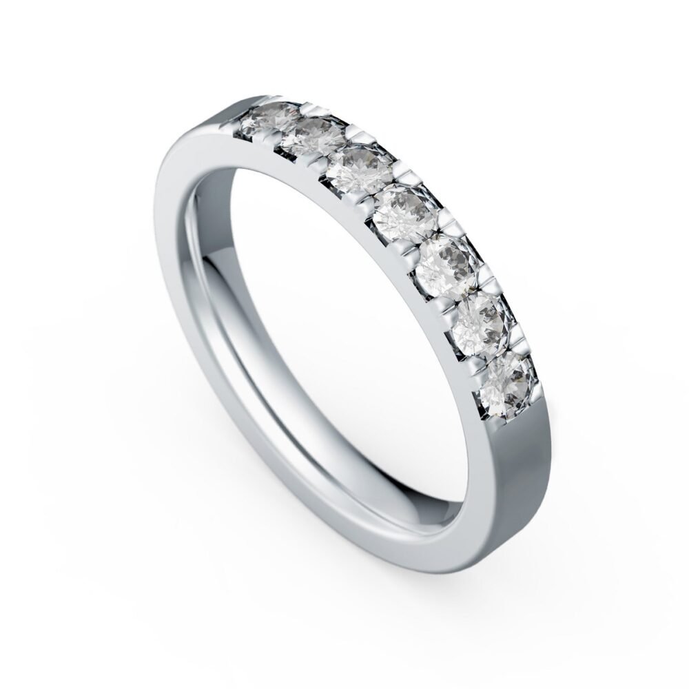 Seven Stone Round Brilliant Diamond Eternity Ring in 14k White Gold