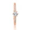 Six-Prong Round Brilliant Diamond Cathedral Ring in 14k Rose Gold with Diamond Band