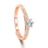 Six-Prong Round Brilliant Diamond Cathedral Ring in 14k Rose Gold with Diamond Band