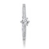 Six-Prong Round Brilliant Diamond Cathedral Ring in 14k White Gold with Diamond Band