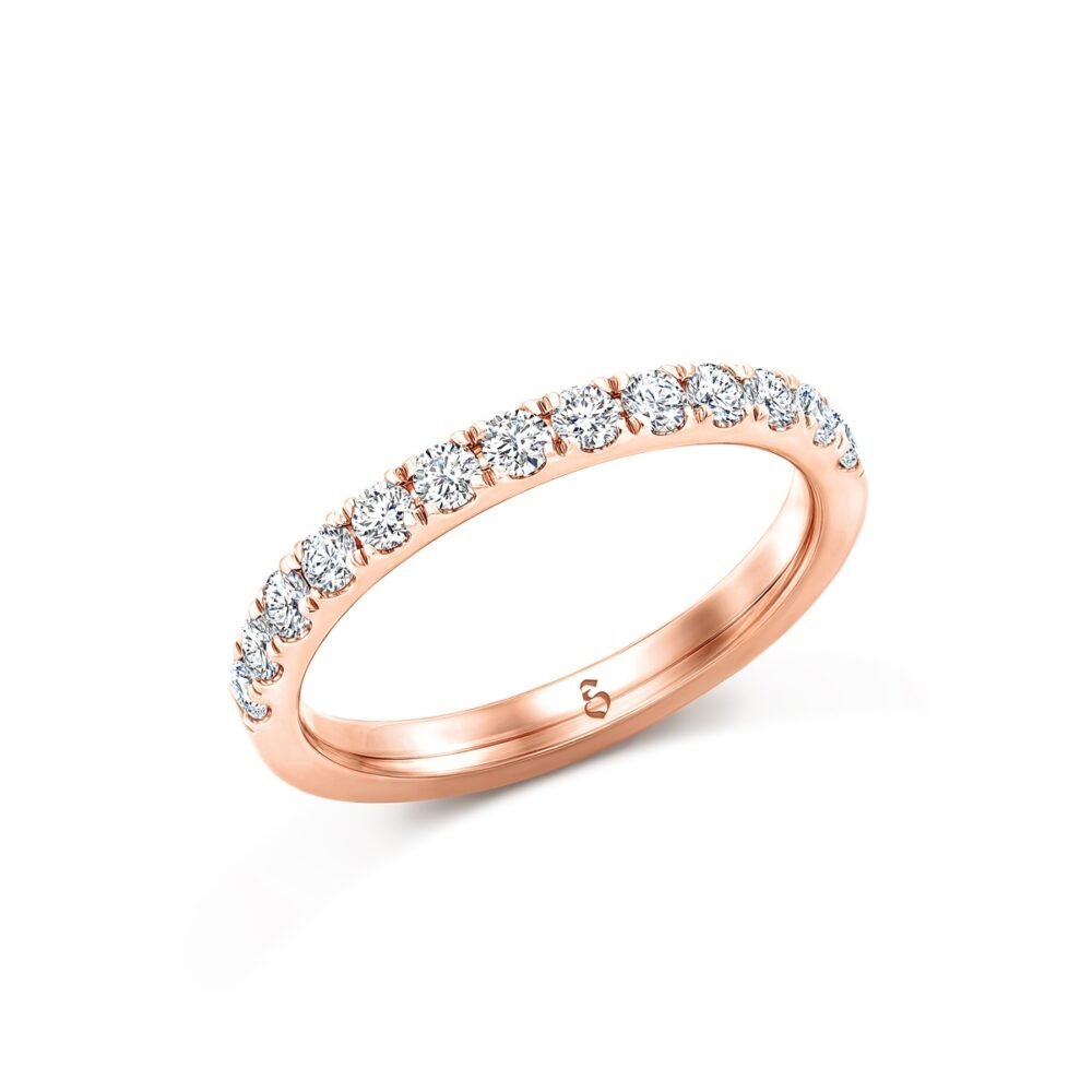 U-Cut Pavé Set Round Brilliant Diamond Half Eternity Ring in 14k Rose Gold